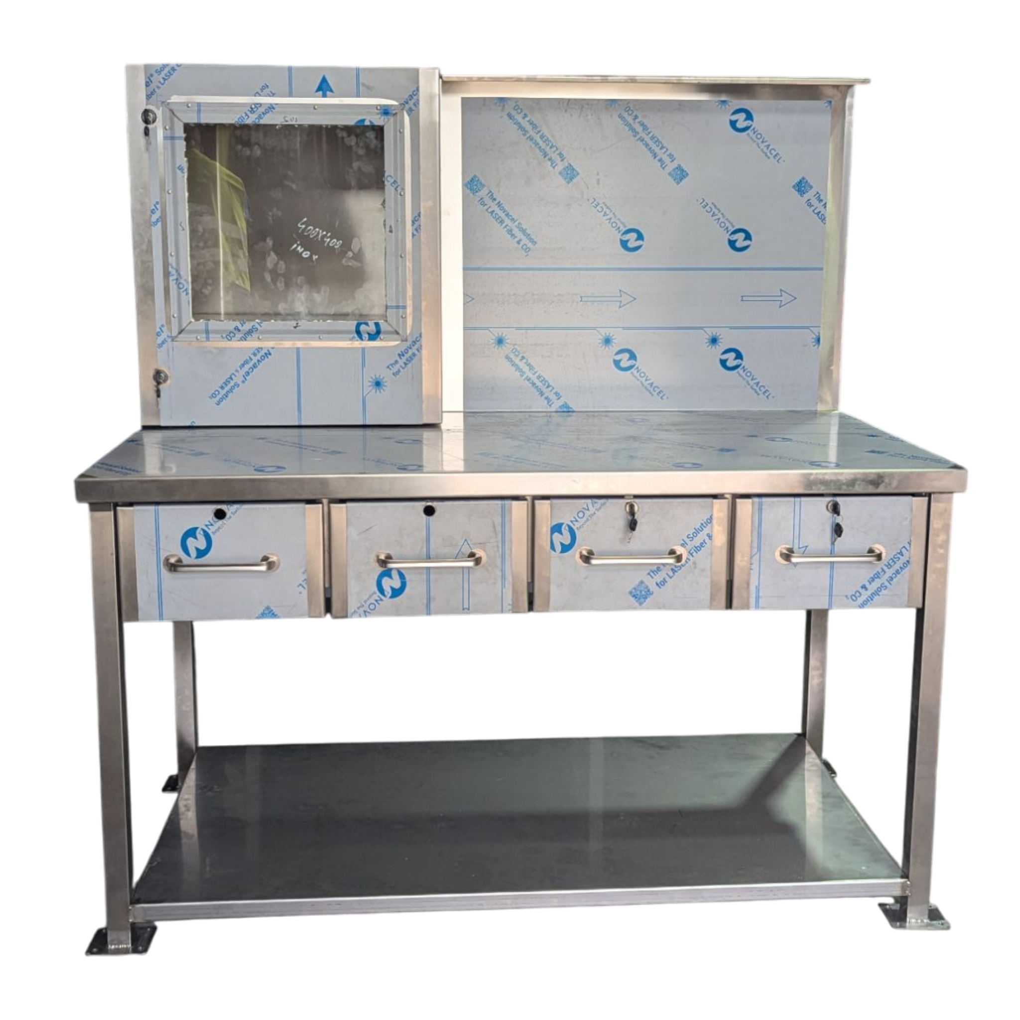 Mobilier inox cu sertare si vitrina (2)