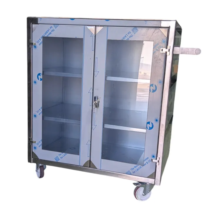 Dulap mobil din inox cu 4 uși și polițe