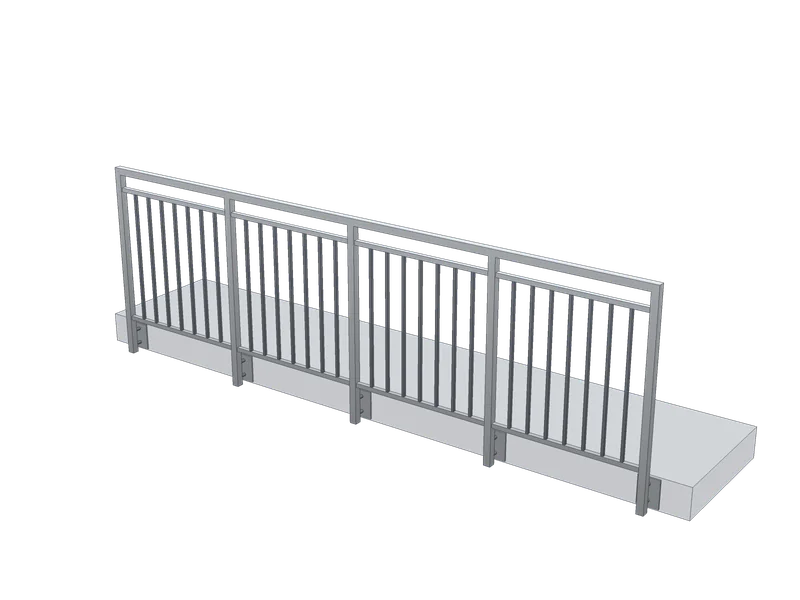 Balustradă inox pentru balcon, cu prindere laterală, model 3D