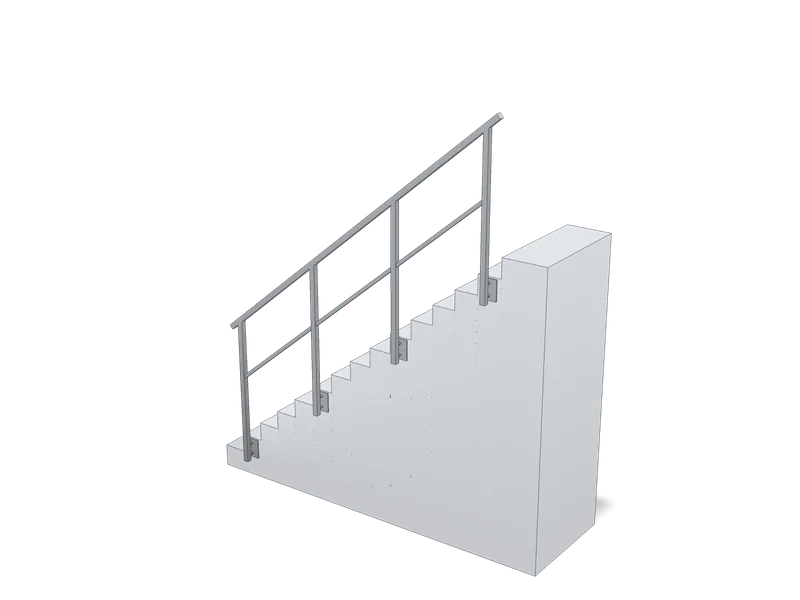 Balustradă pentru scară industrială, model 3D