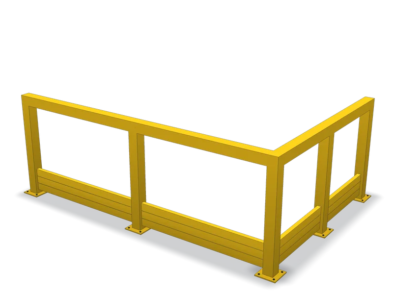 Balustradă de protecție în L, pentru colțuri și utilaje, model 3D