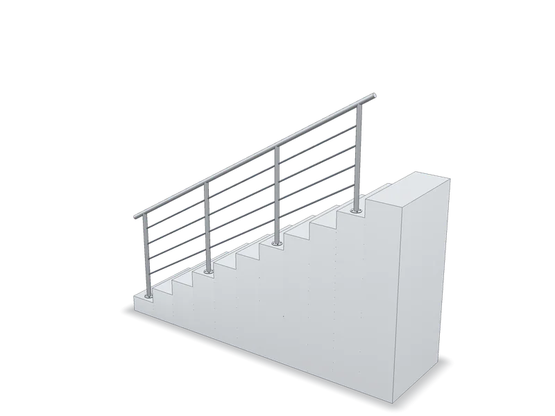 Balustradă inox pentru scară interioară, model 3D