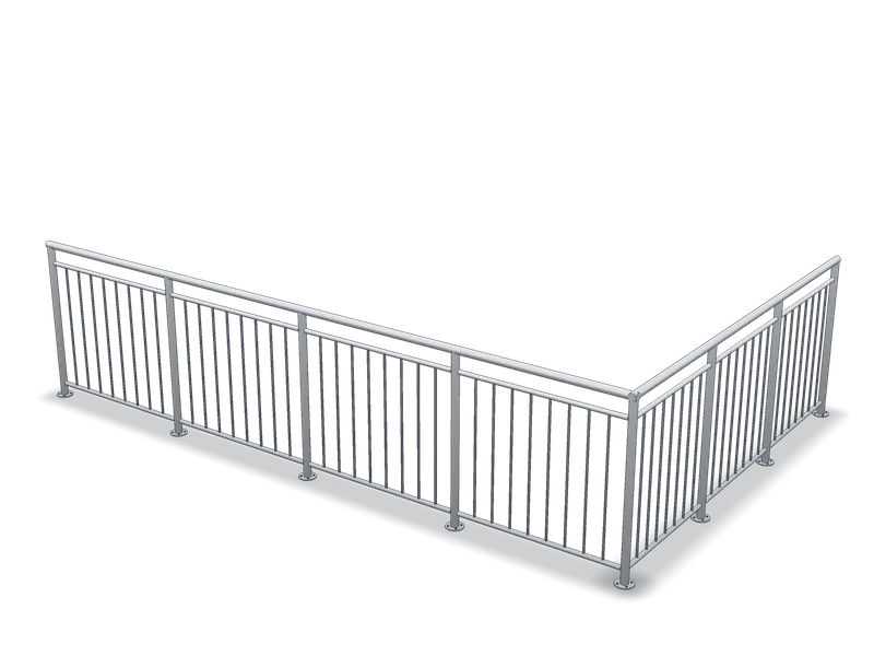 Balustradă inox pentru terasă, în L, model 3D