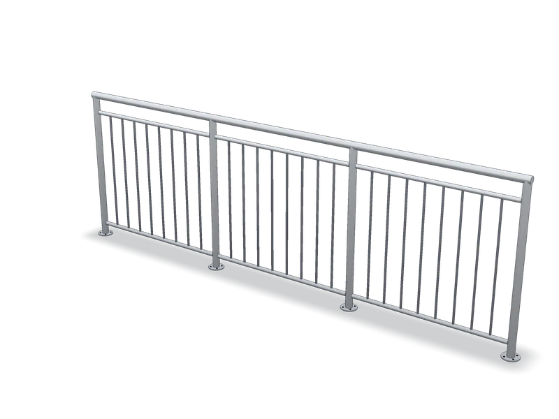 Balustradă inox cu bare verticale, model 3D