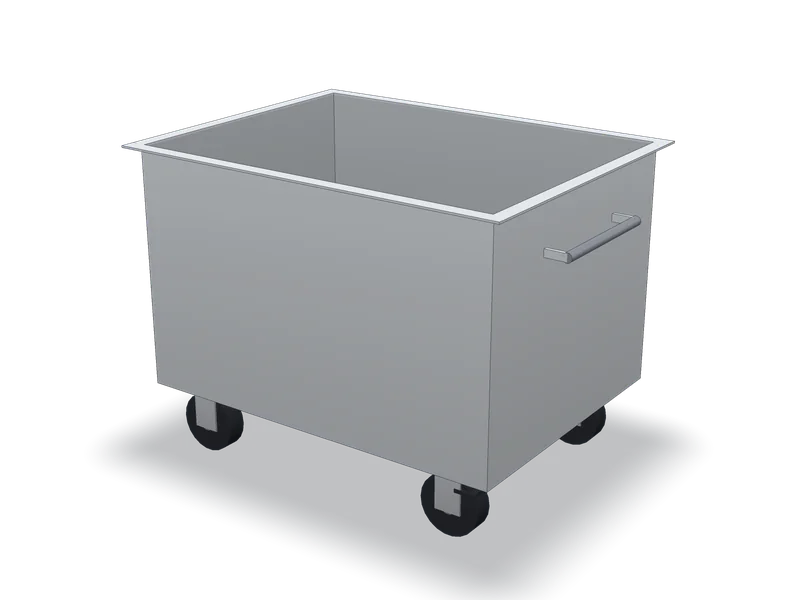Cărucior cuvă din inox, pentru carmangerie, model 3D