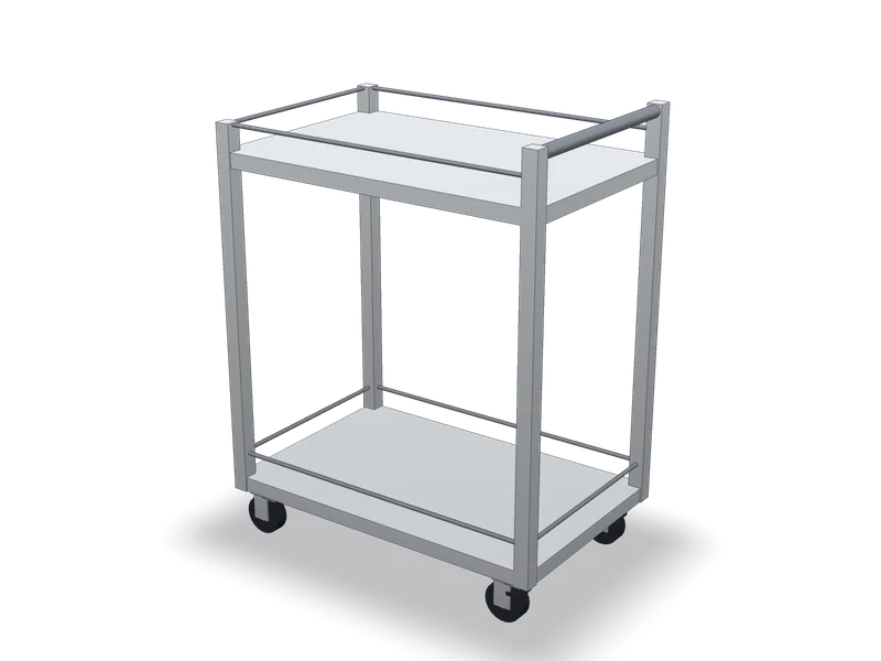 Cărucior inox de instrumentar, model 3D