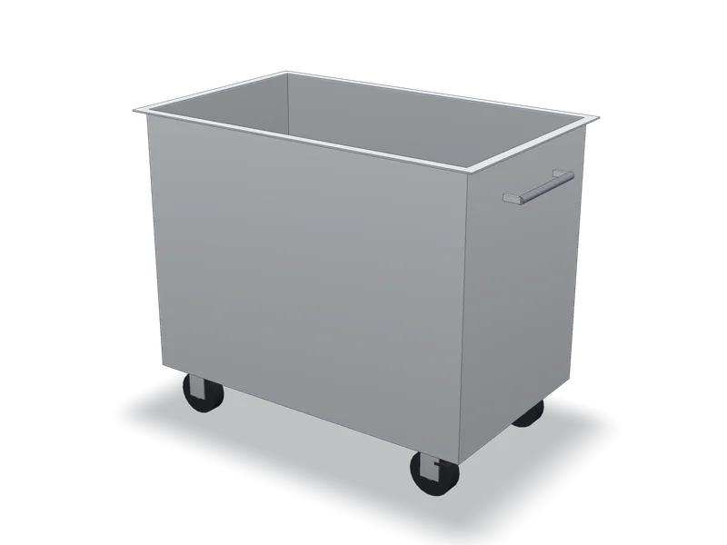 Cărucior ladă din inox, model 3D
