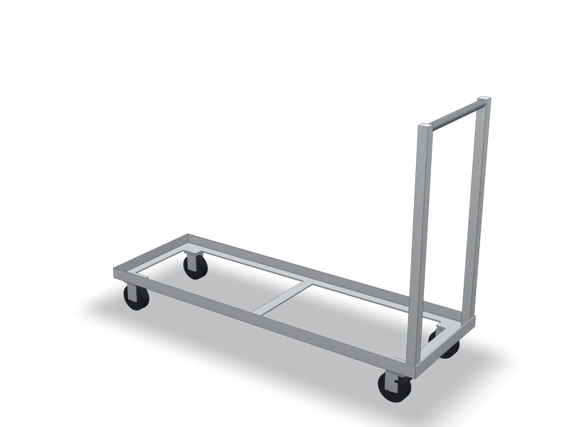 Cărucior inox pentru două stive de navete, model 3D