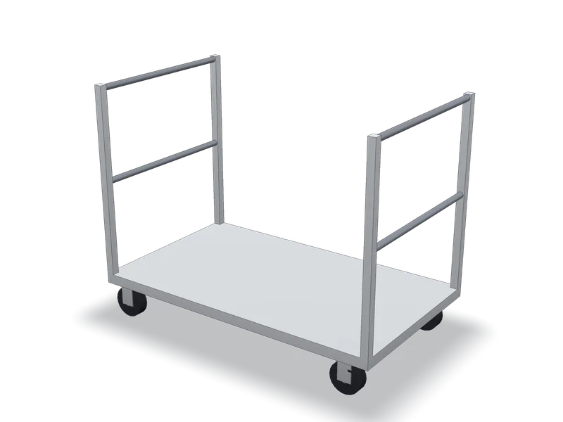 Cărucior platformă cu două mânere, model 3D