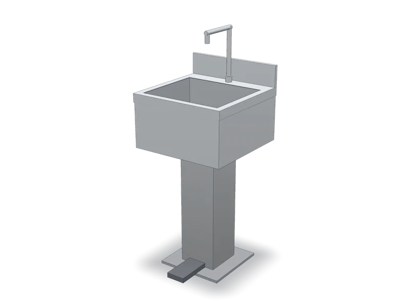 Spălător inox mic, cu picior, model 3D