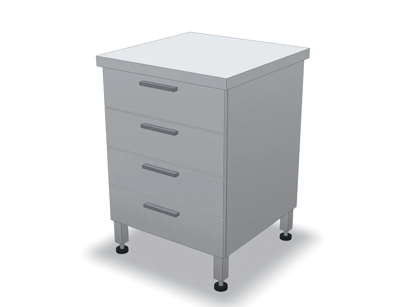 Dulap inox cu sertare, model 3D