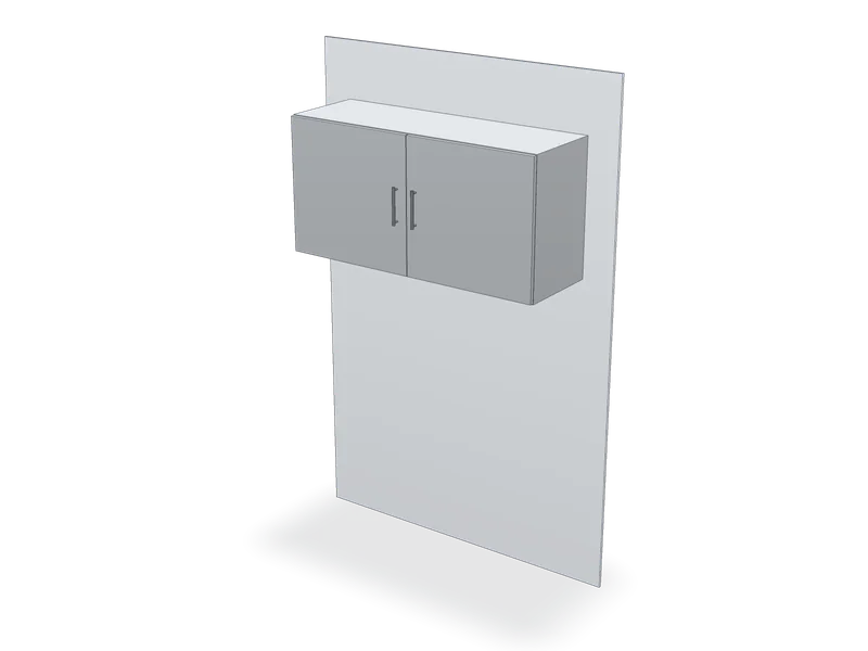Dulap inox suspendat, cu uși batante, model 3D