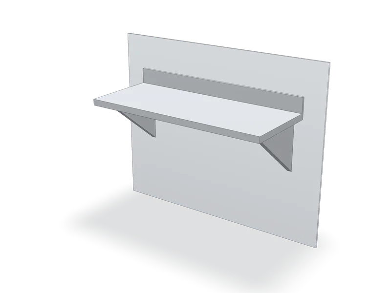 Masă inox de perete, pe console, model 3D