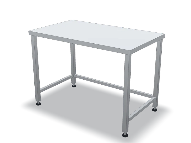 Masă de lucru din inox, simplă, model 3D