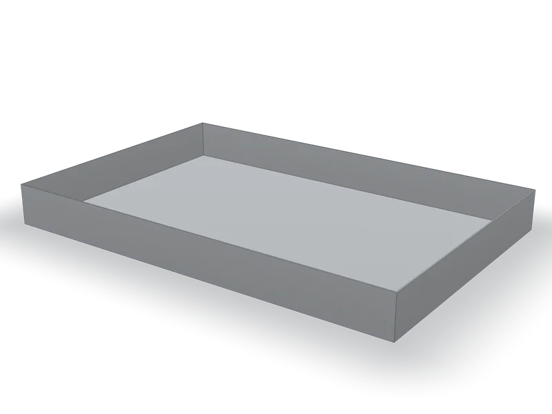Tavă din inox cu colțuri sudate, model 3D