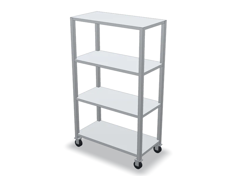Raft inox cu roți, model 3D