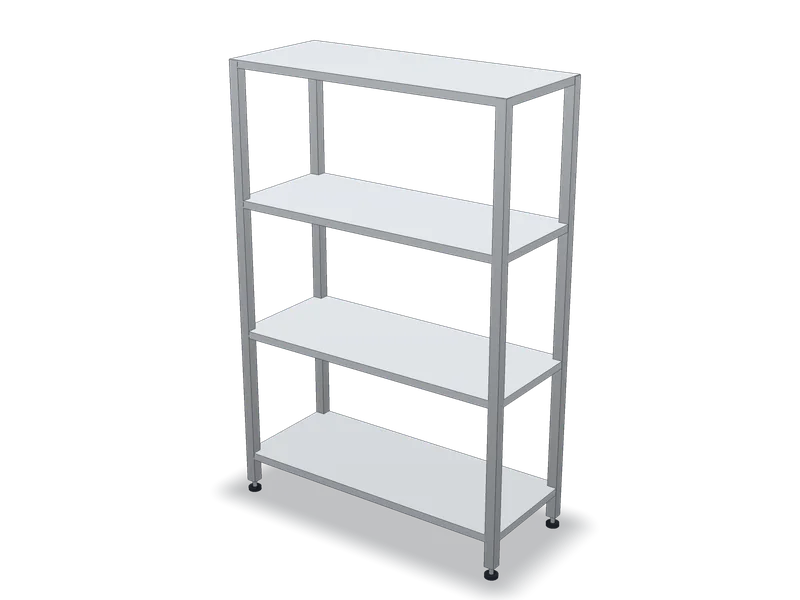 Raft inox cu 4 polițe, model 3D