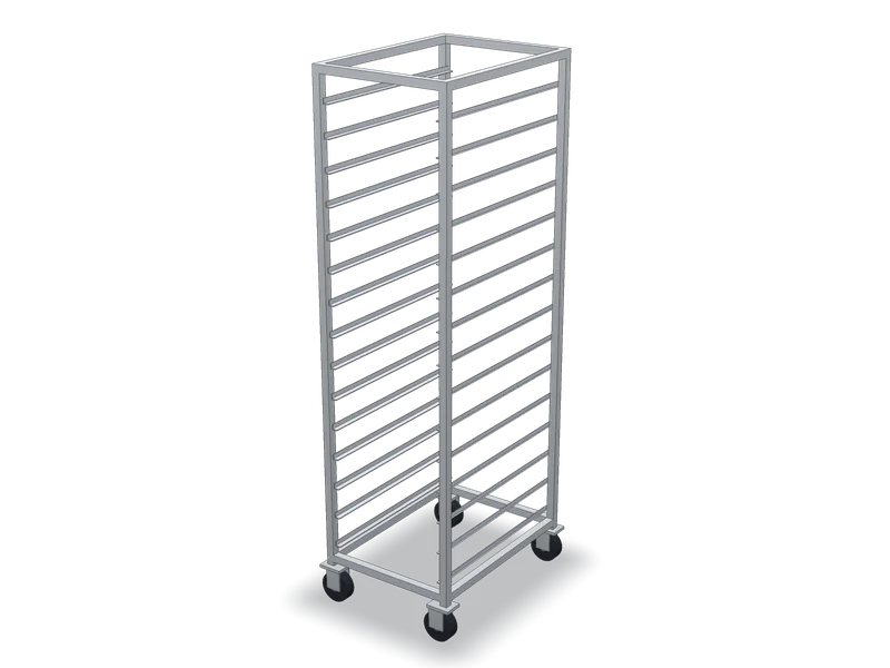 Rastel inox pentru tăvi, model 3D