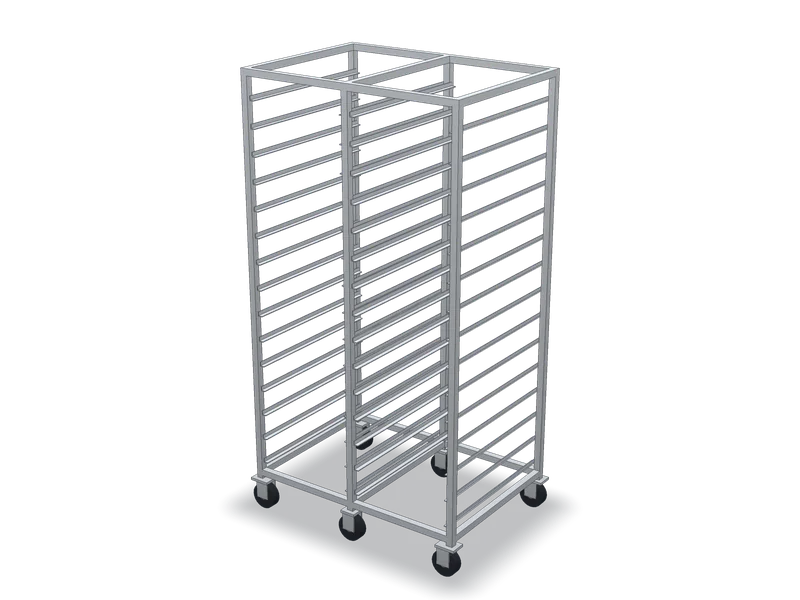 Rastel inox dublu pentru tăvi, model 3D