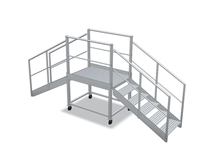 Platformă mobilă cu două scări, model 3D
