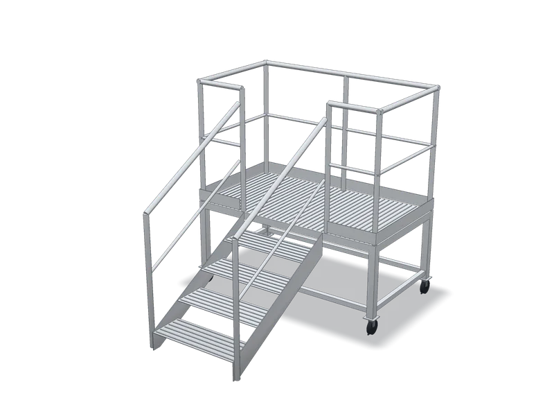 Platformă mobilă cu scară laterală, model 3D