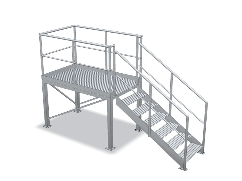 Platformă cu scară de acces, model 3D