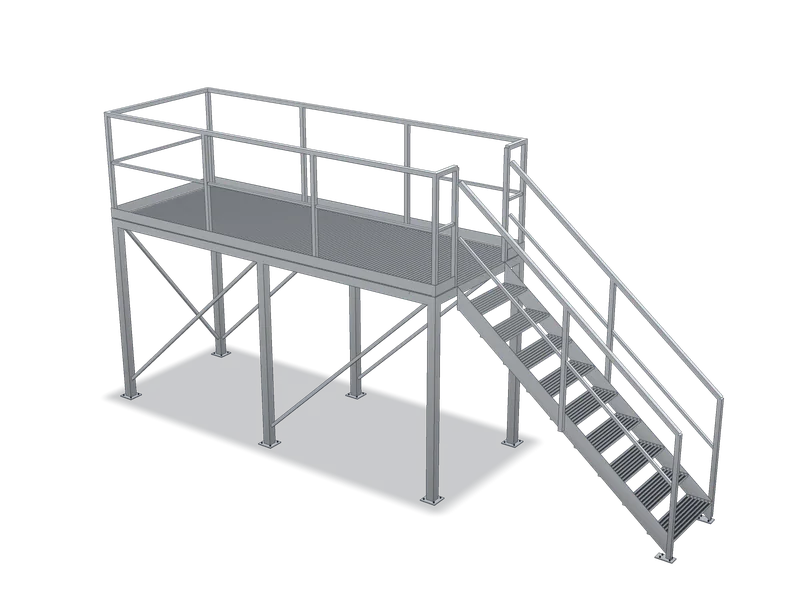 Platformă industrială din grătar, model 3D