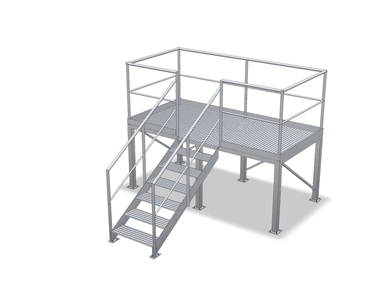 Platformă cu scară laterală, model 3D