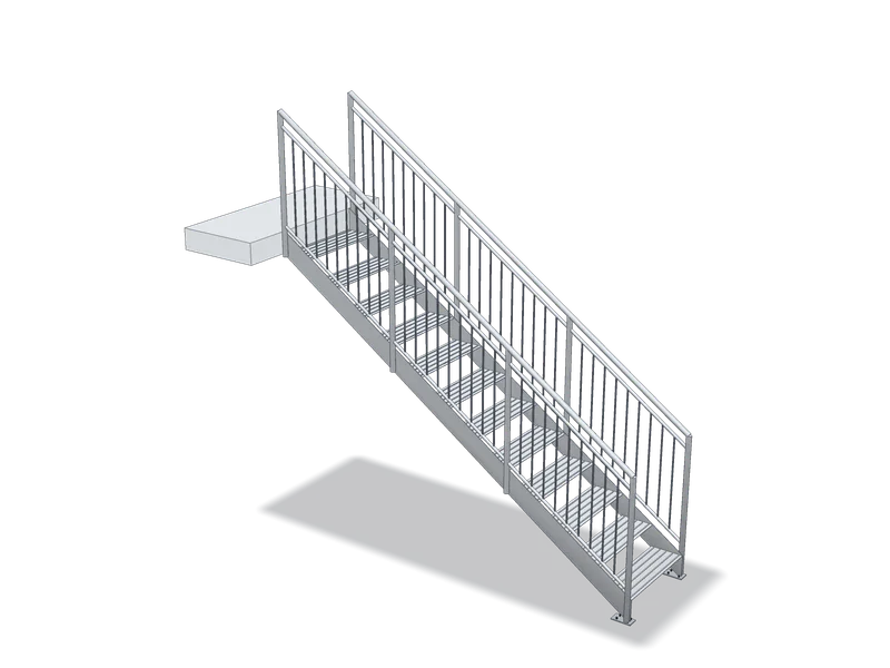 Scară dreaptă din inox, de acces, model 3D